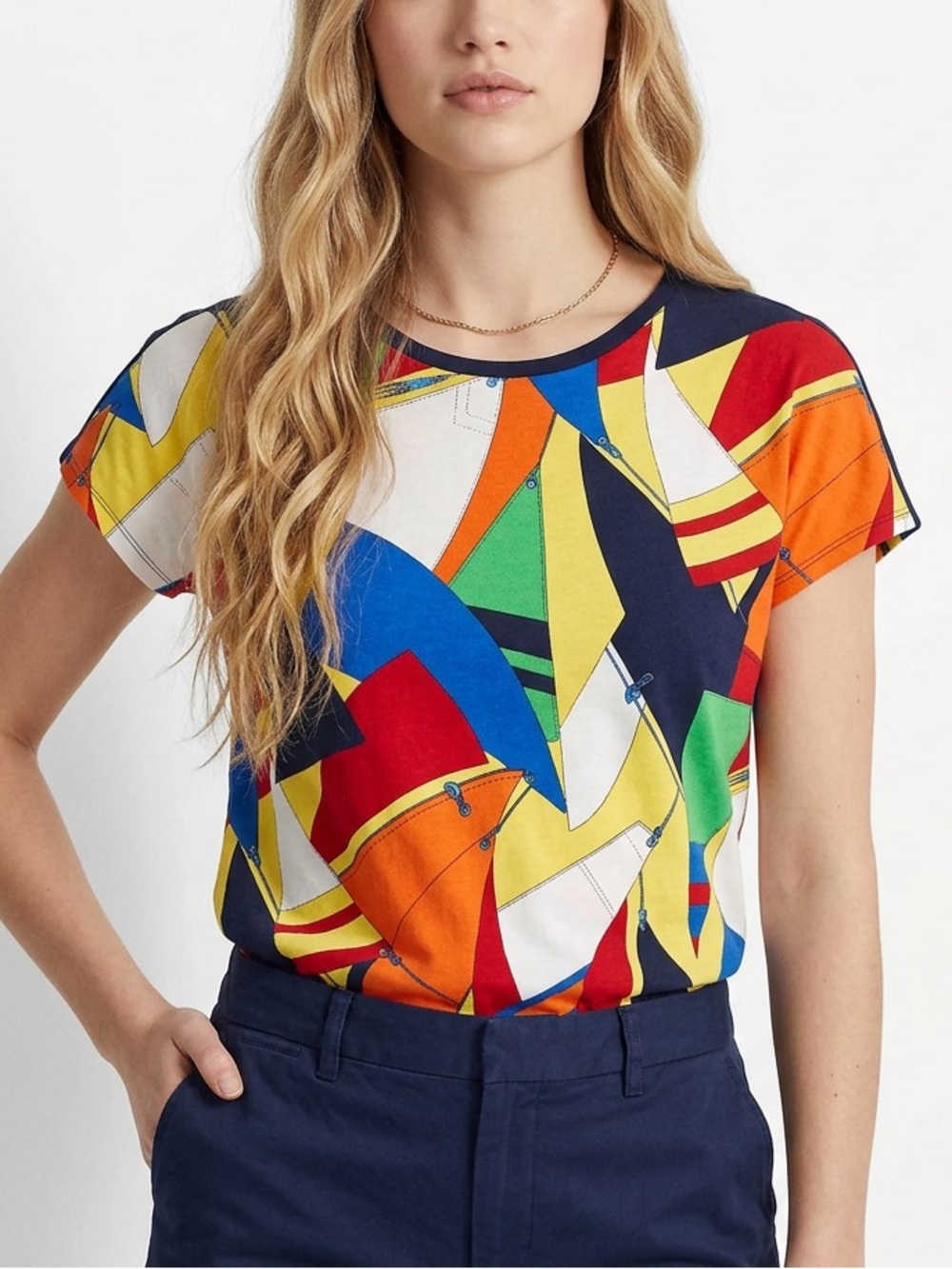 Vintage Lauren Ralph Lauren Nautical Sail boat coastal vibrant Colorful T-Shirt